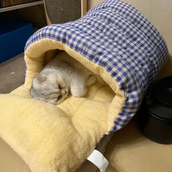 Four season universal dismantling and cleaning house, enclosed cat bed, winter cat warm sleeping bag with thick velvet, small dog bed