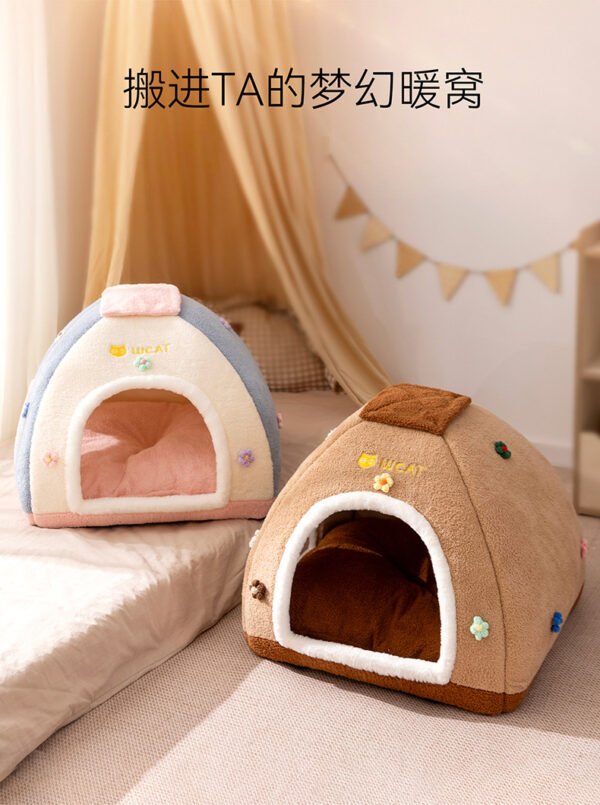 Dreamy Cute Pet Tent Nest Cream Princess Wind Cat Nest Cat Bed Closed Pet Dog Nest Wholesale