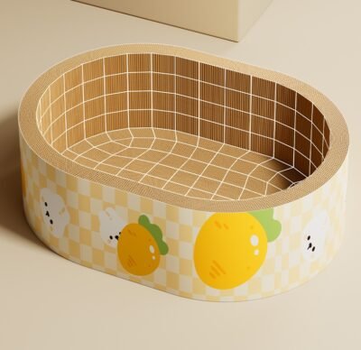 Cat scratch board, cat nest integrated, circular, scratch resistant, wear-resistant, non shedding corrugated paper cat toy, playable and sleepable