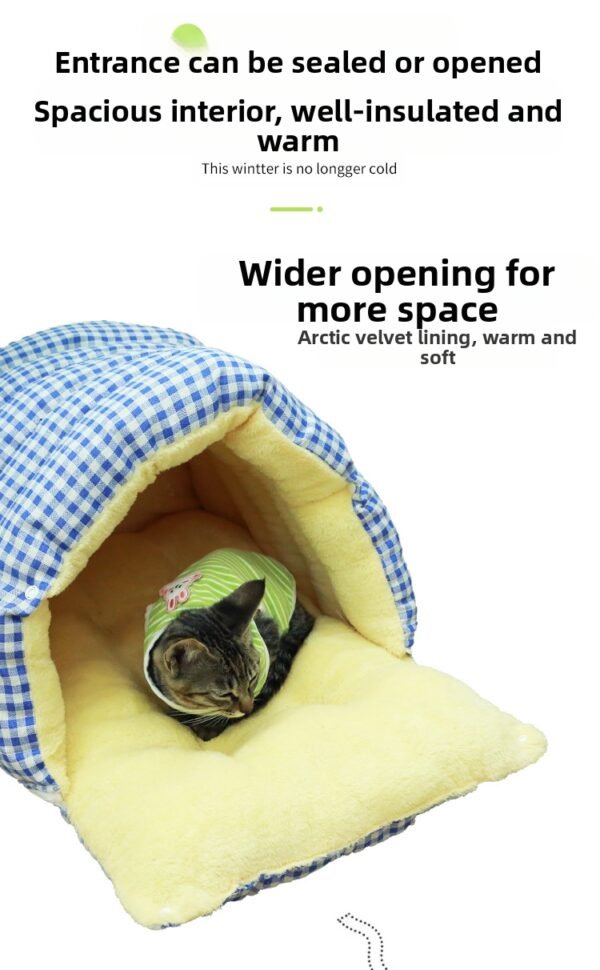 Four season universal dismantling and cleaning house, enclosed cat bed, winter cat warm sleeping bag with thick velvet, small dog bed