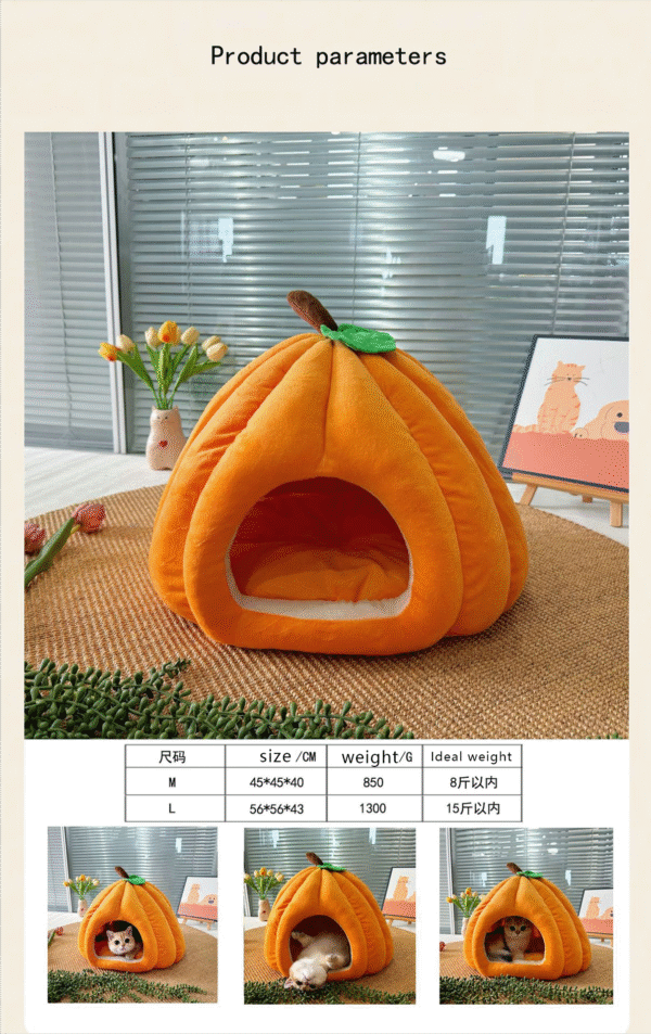 Cat Nest Pumpkin Cat Nest Winter Cat Nest Closed Security Detachable Washable Dog Nest Warm Plush Christmas Nest