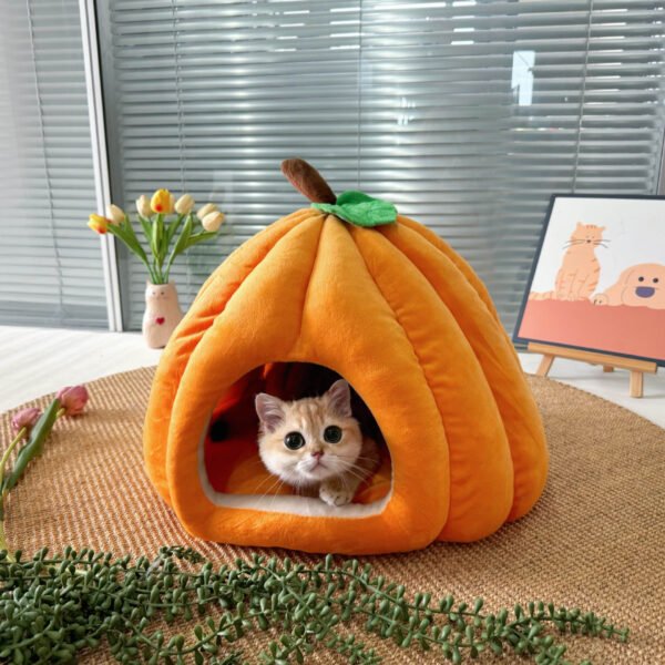 Cat Nest Pumpkin Cat Nest Winter Cat Nest Closed Security Detachable Washable Dog Nest Warm Plush Christmas Nest