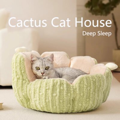 Winter Cat House Pet Cactus Nest Thickened Plush Pet Nest Cat Bed Cat Nest Warm Dog Nest